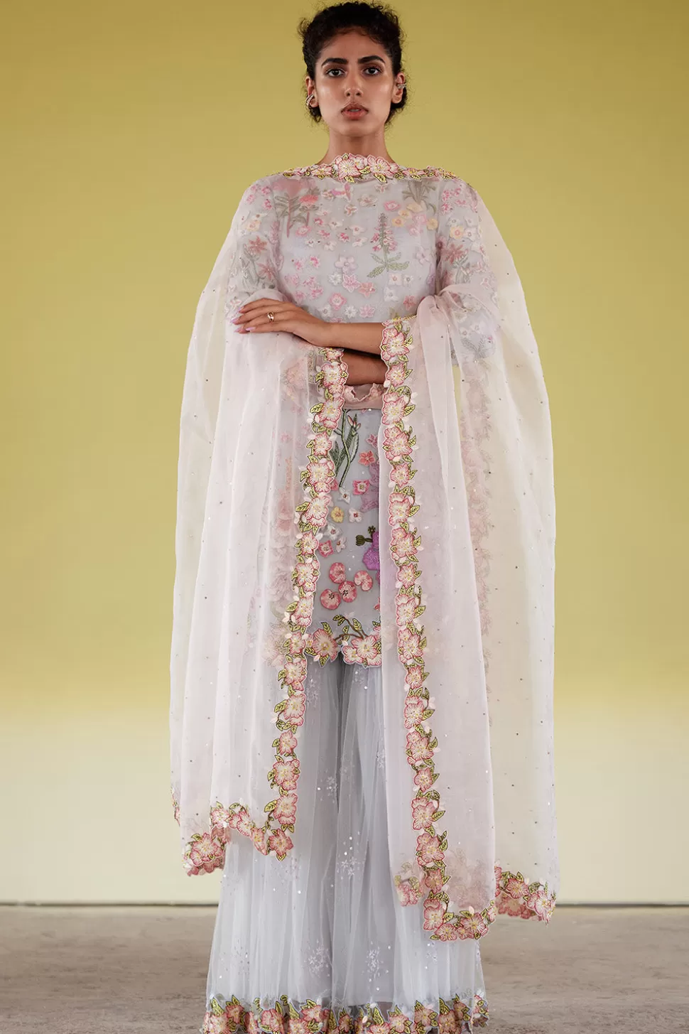 Kurta Sets<Rahul Mishra Botanical Hand Embroidered Short Kurta Set