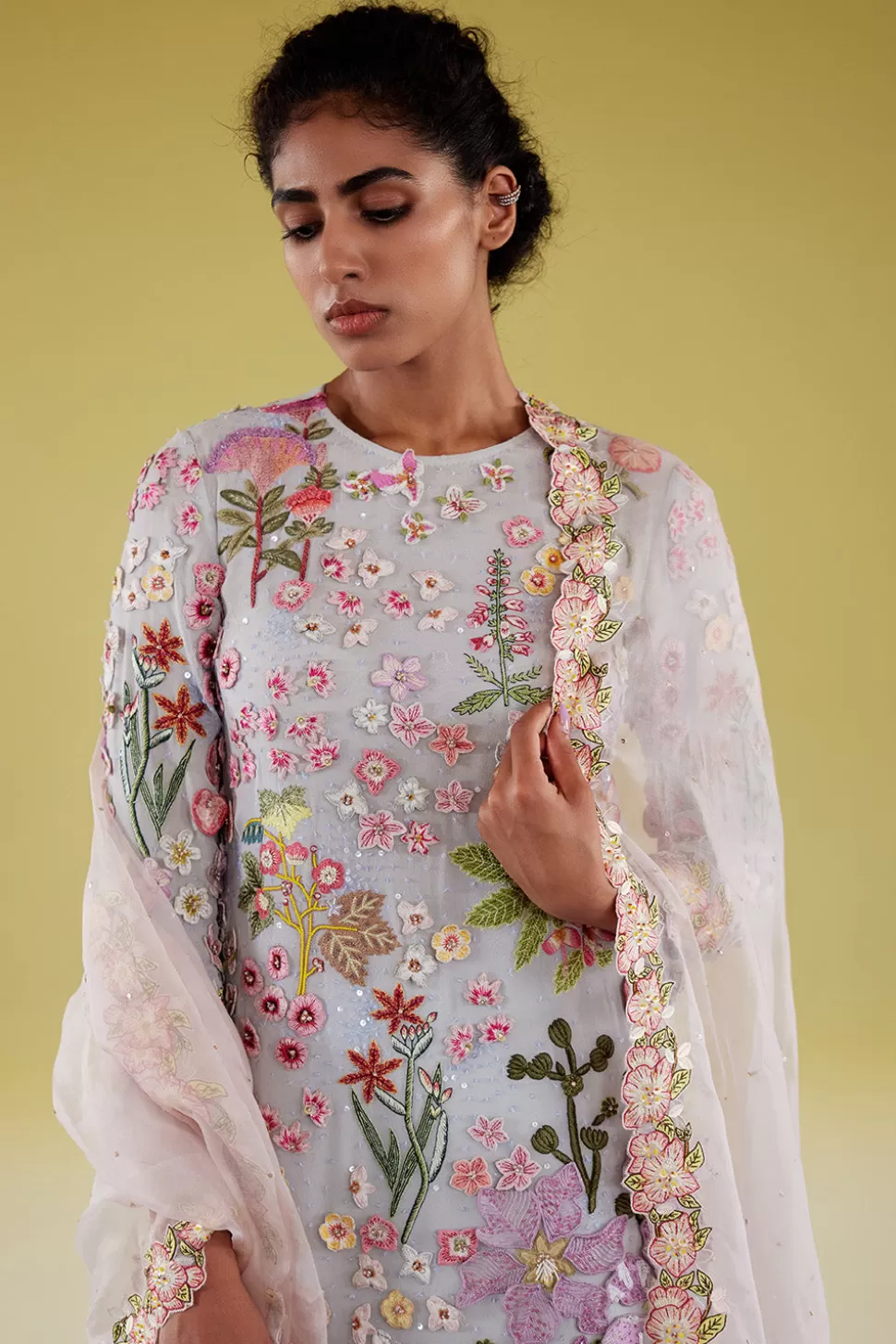 Kurta Sets<Rahul Mishra Botanical Hand Embroidered Short Kurta Set