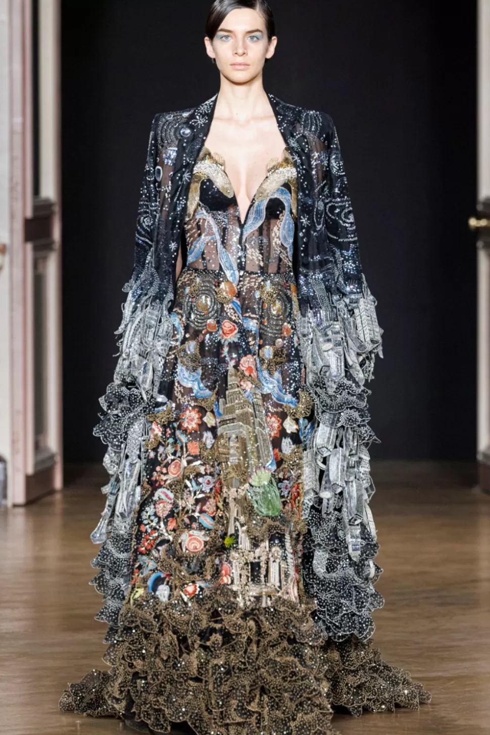 Dresses & Gowns<Rahul Mishra Cosmos 3D Hand Embroidered Corset Trail Gown