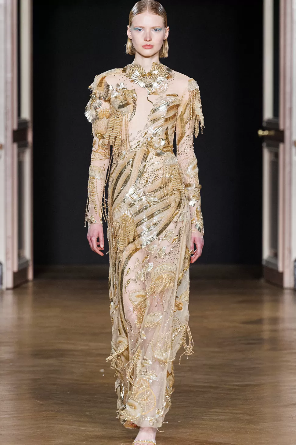 Dresses & Gowns<Rahul Mishra Cosmos Gold Hand Embroidered 3D Embellished Sheer Gown