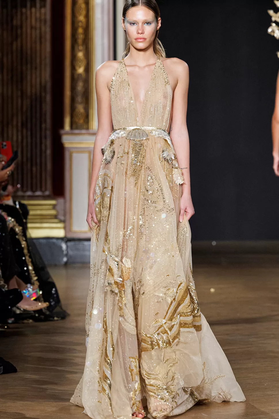 Dresses & Gowns<Rahul Mishra Cosmos Gold River Hand Embroidered Gathered Gown