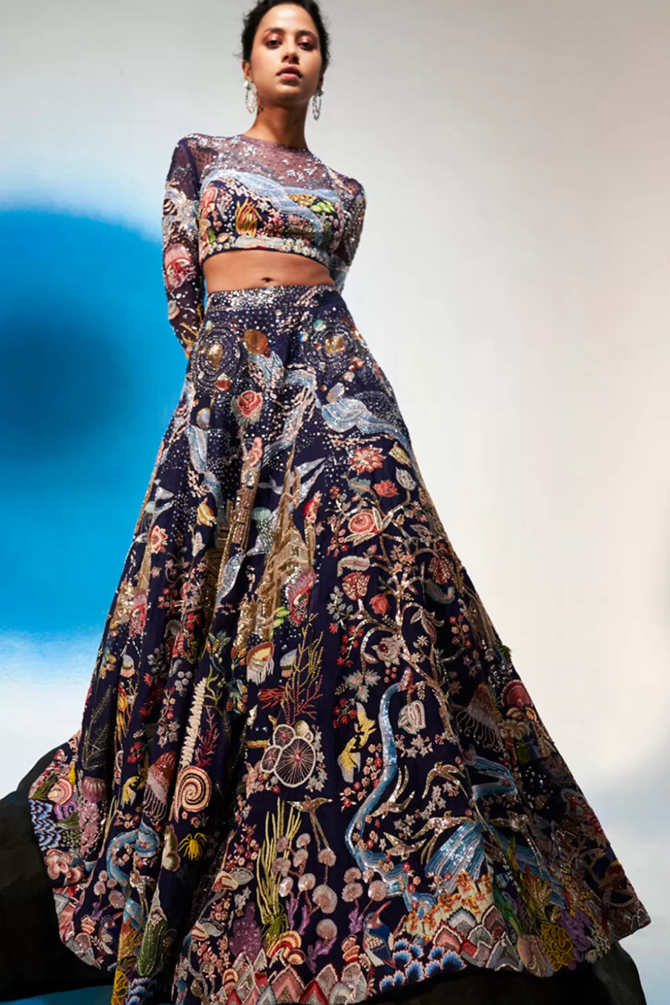 Lehenga Sets<Rahul Mishra Cosmos Hand Embroidered Sequinned Lehenga Set