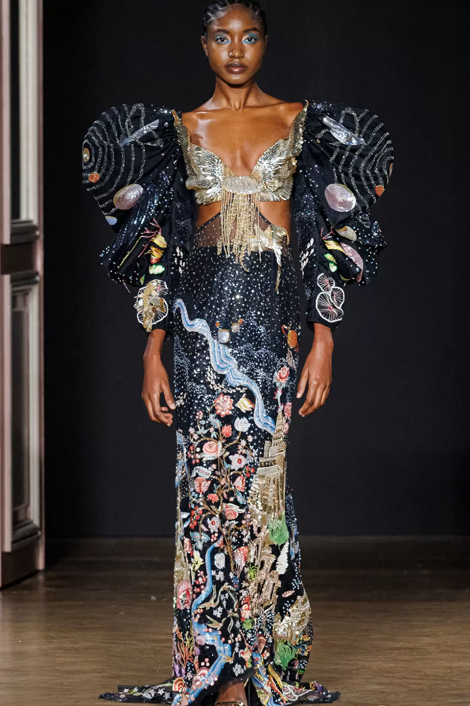 Dresses & Gowns<Rahul Mishra Cosmos Mermaid Gown With A Winged Bodice