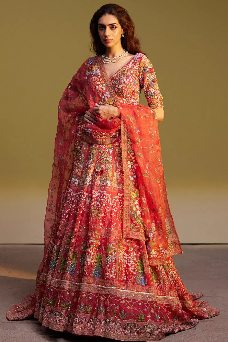 Lehenga Sets<Rahul Mishra Gulistan Hand Embroidered Lehenga Set With Veil