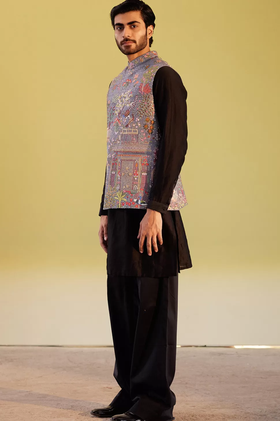 Bundis<Rahul Mishra Hand Embroidered Navbhumi Bandi Set