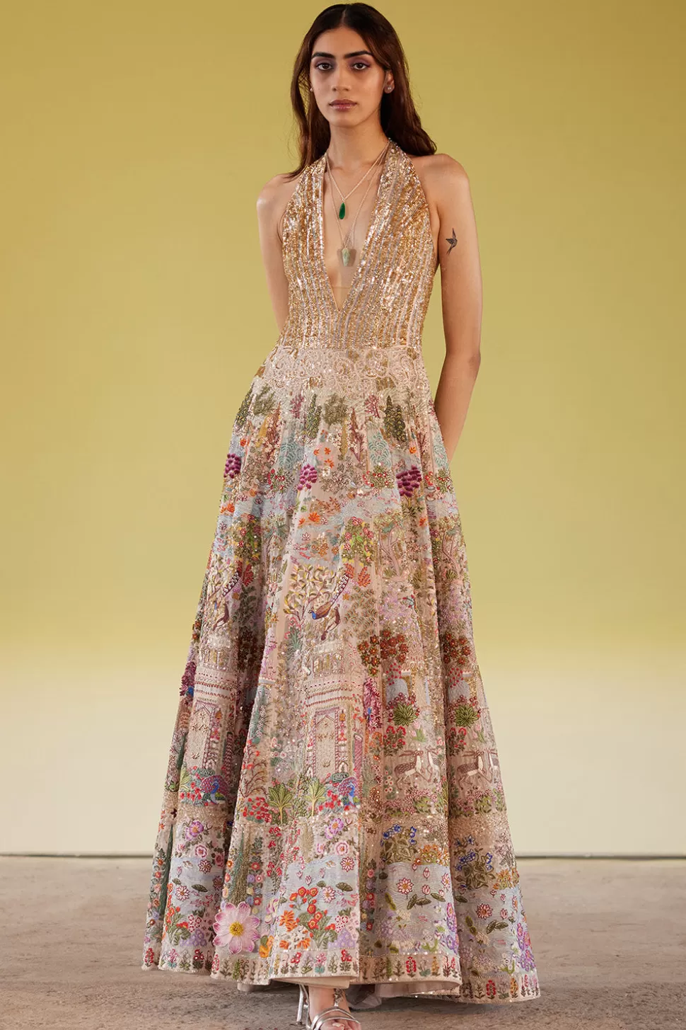 Dresses & Gowns<Rahul Mishra Hand Embroidered Navbhumi Halter Gown