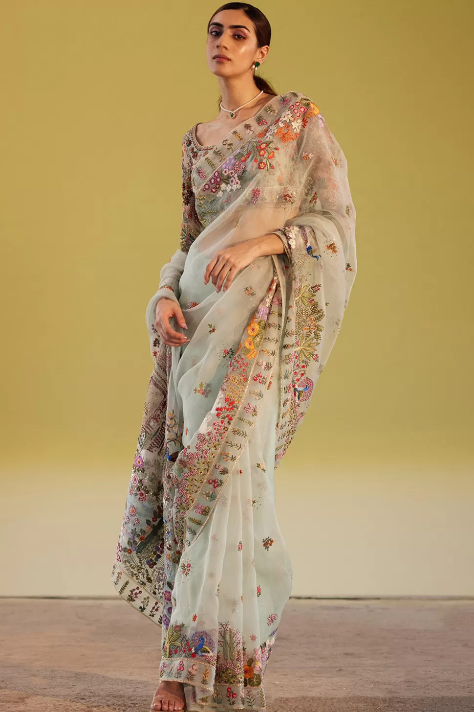 Sarees<Rahul Mishra Hand Embroidered Navbhumi Saree Set