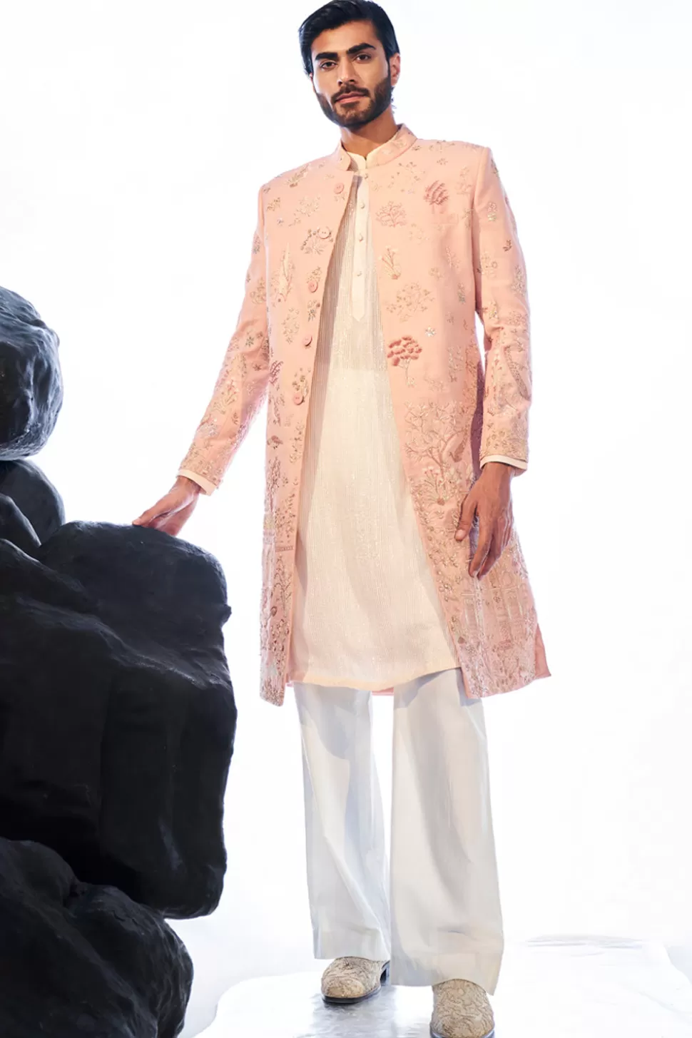 Bandhgalas & Sherwanis<Rahul Mishra Hand Embroidered Navbhumi Sherwani Set