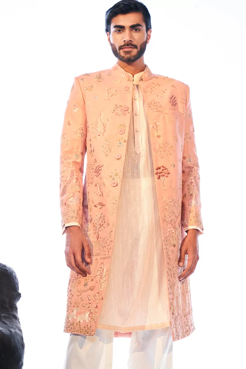 Bandhgalas & Sherwanis<Rahul Mishra Hand Embroidered Navbhumi Sherwani Set