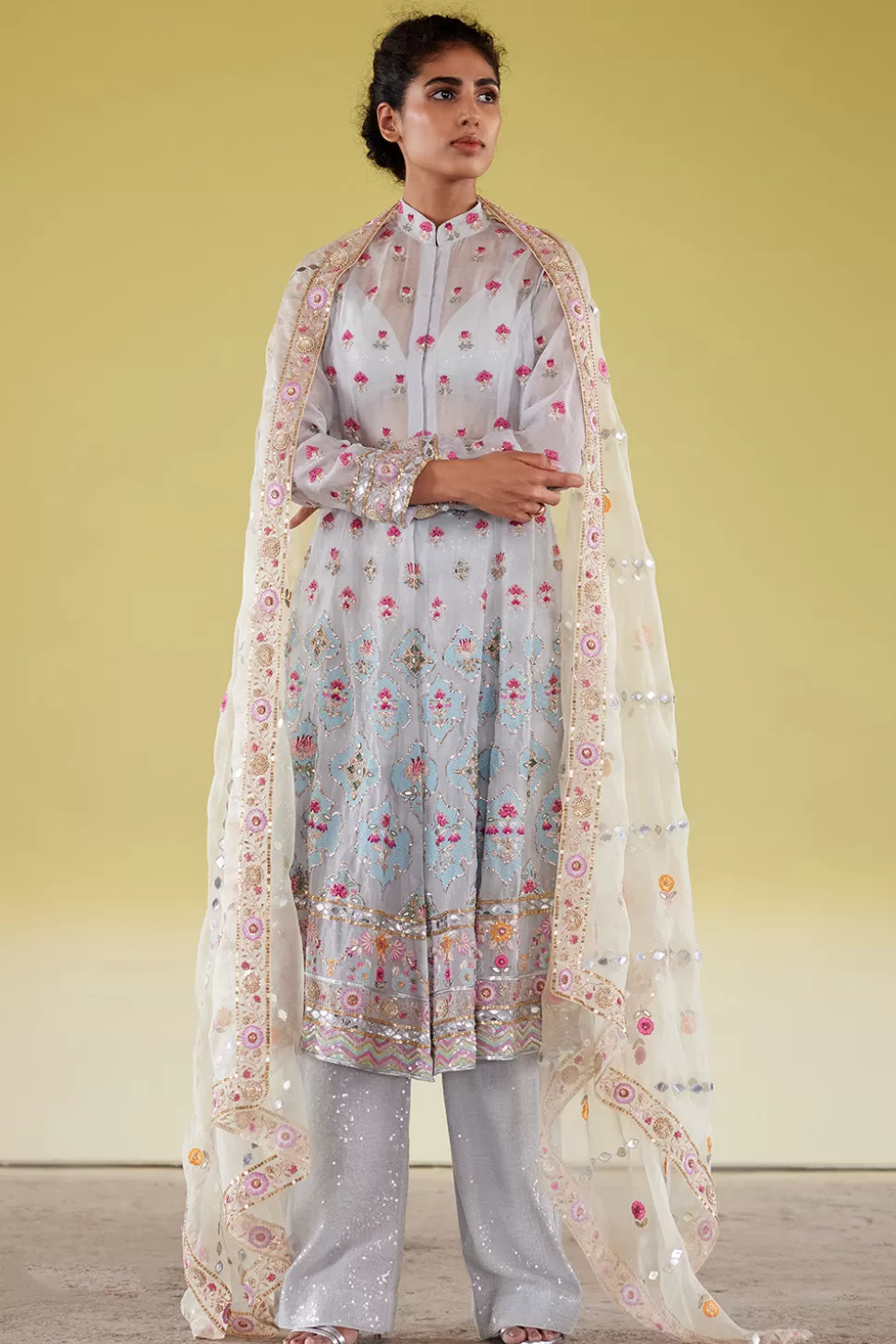 Kurta Sets<Rahul Mishra Hand Embroidered Noor 8 Kali Kurta Set