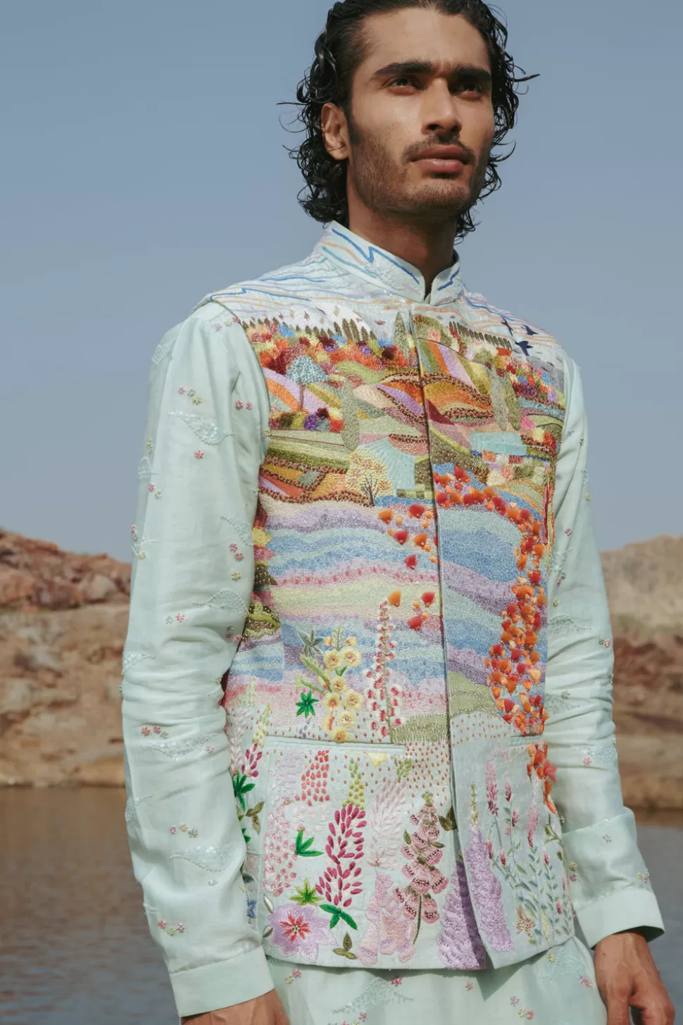 Bundis<Rahul Mishra Himachal Hand Embroidered Bandi