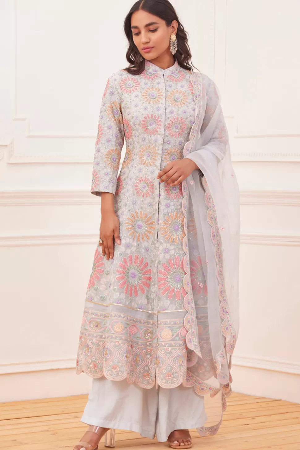 Kurta Sets<Rahul Mishra Inara Embroidered 8 Kali Kurta Set