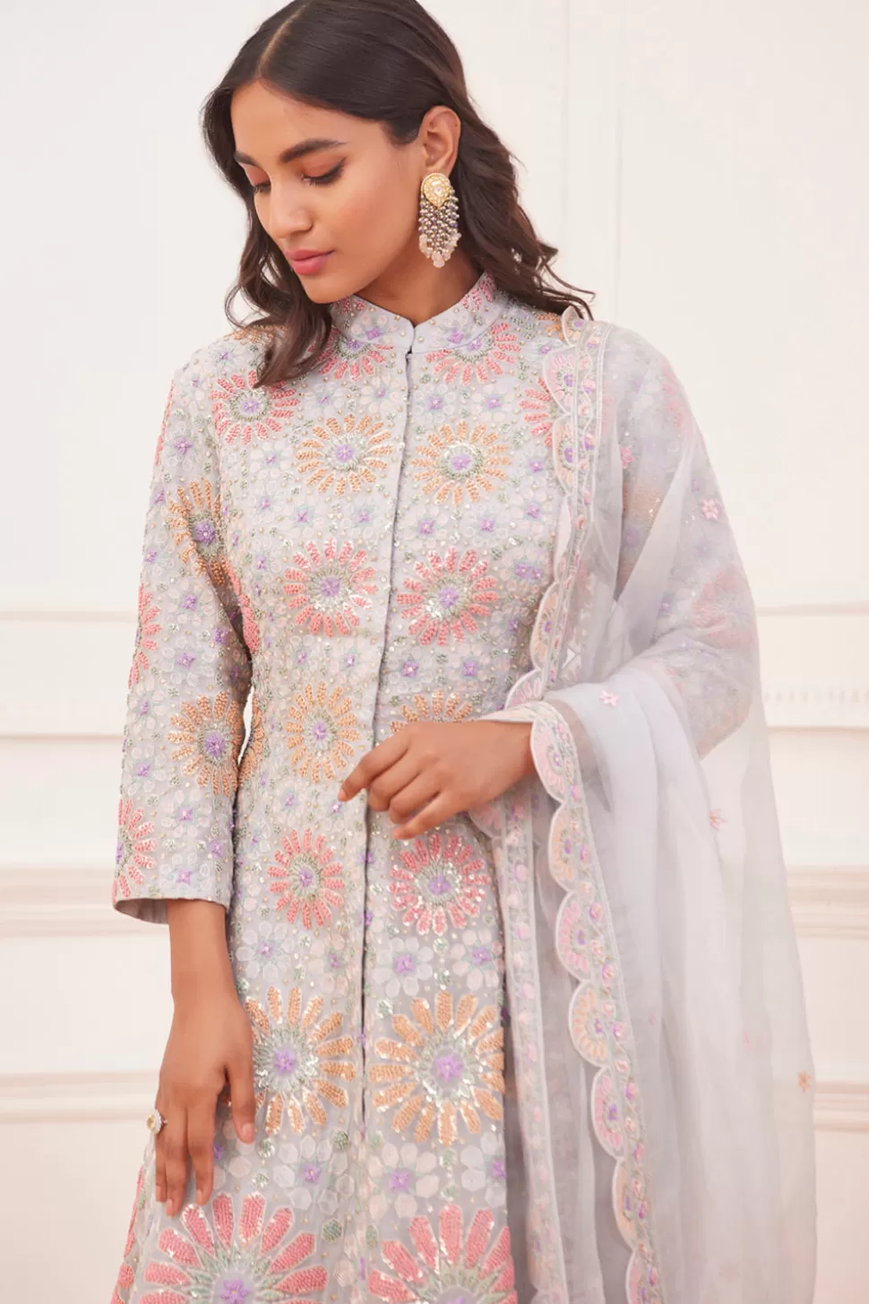 Kurta Sets<Rahul Mishra Inara Embroidered 8 Kali Kurta Set