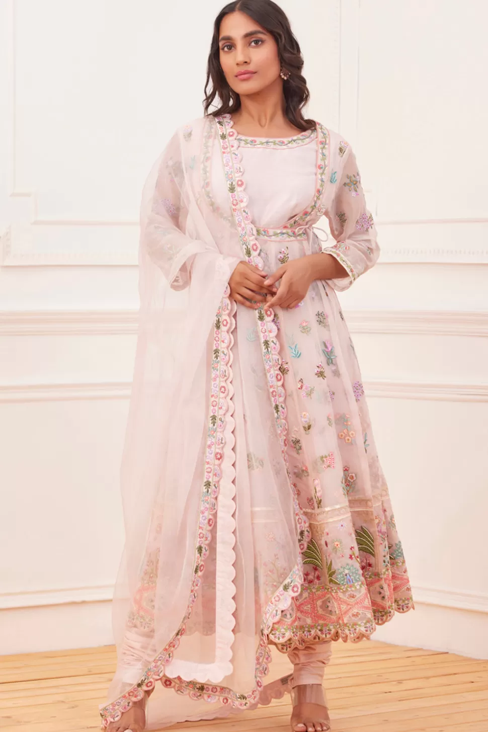 Kurta Sets<Rahul Mishra Meena Jharokha Embroidered Angrakha Set