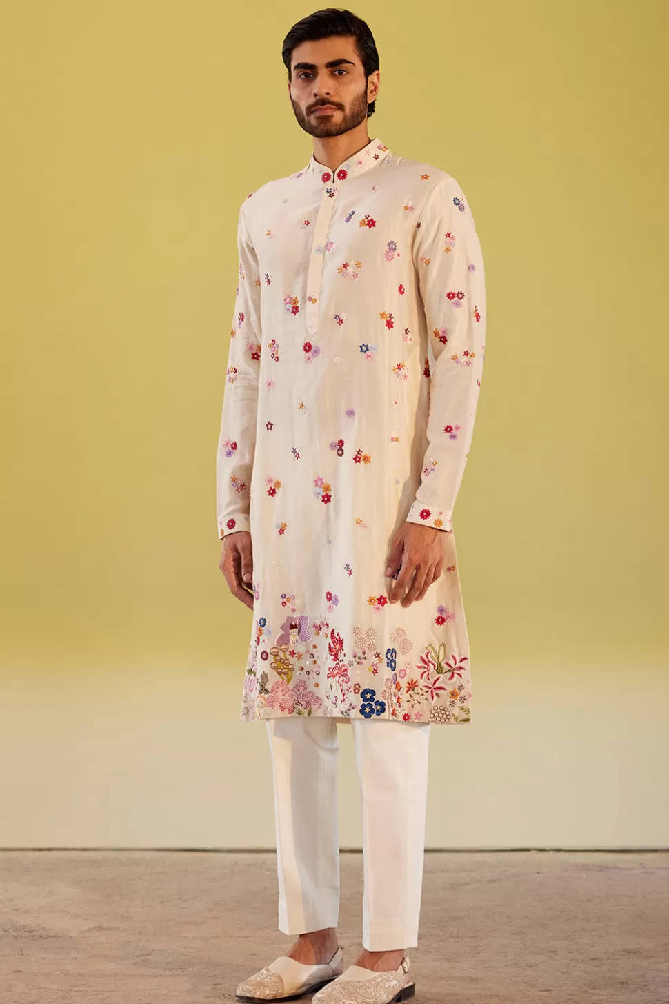 Kurta & Kurta Sets<Rahul Mishra Mushroom Hand Embroidered Mens Long Kurta Set