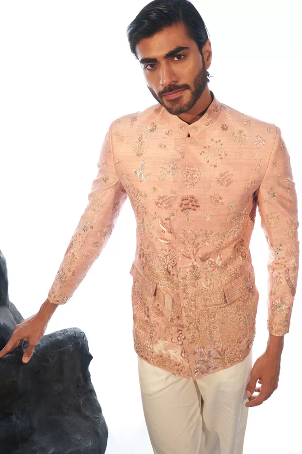 Bandhgalas & Sherwanis<Rahul Mishra Navbhumi Hand Embroidered Tonal Bandgala Set