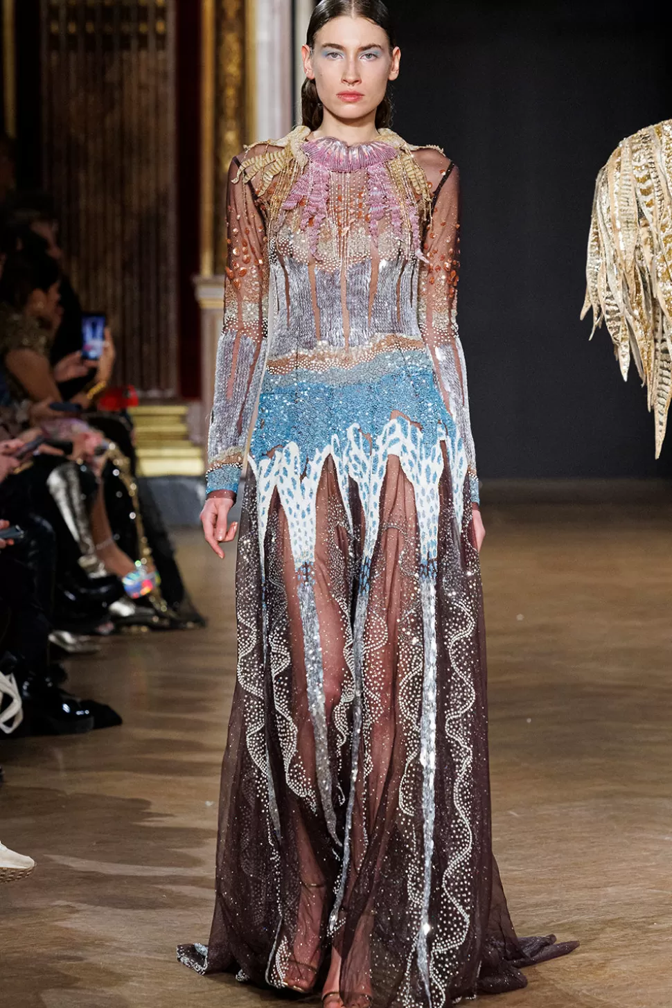 Dresses & Gowns<Rahul Mishra Sea Nettle Jelly Fish Hand Embroidered Sheer Tulle Gown