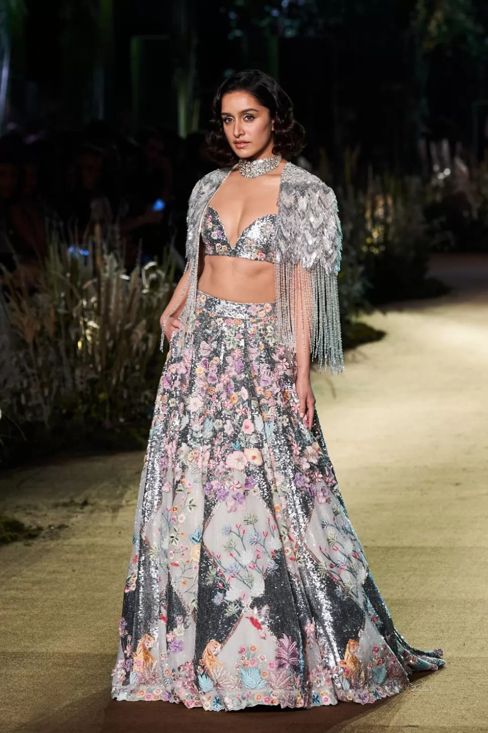 Lehenga Sets<Rahul Mishra Sunderbans Moonshine Lattice Trail Lehenga Set