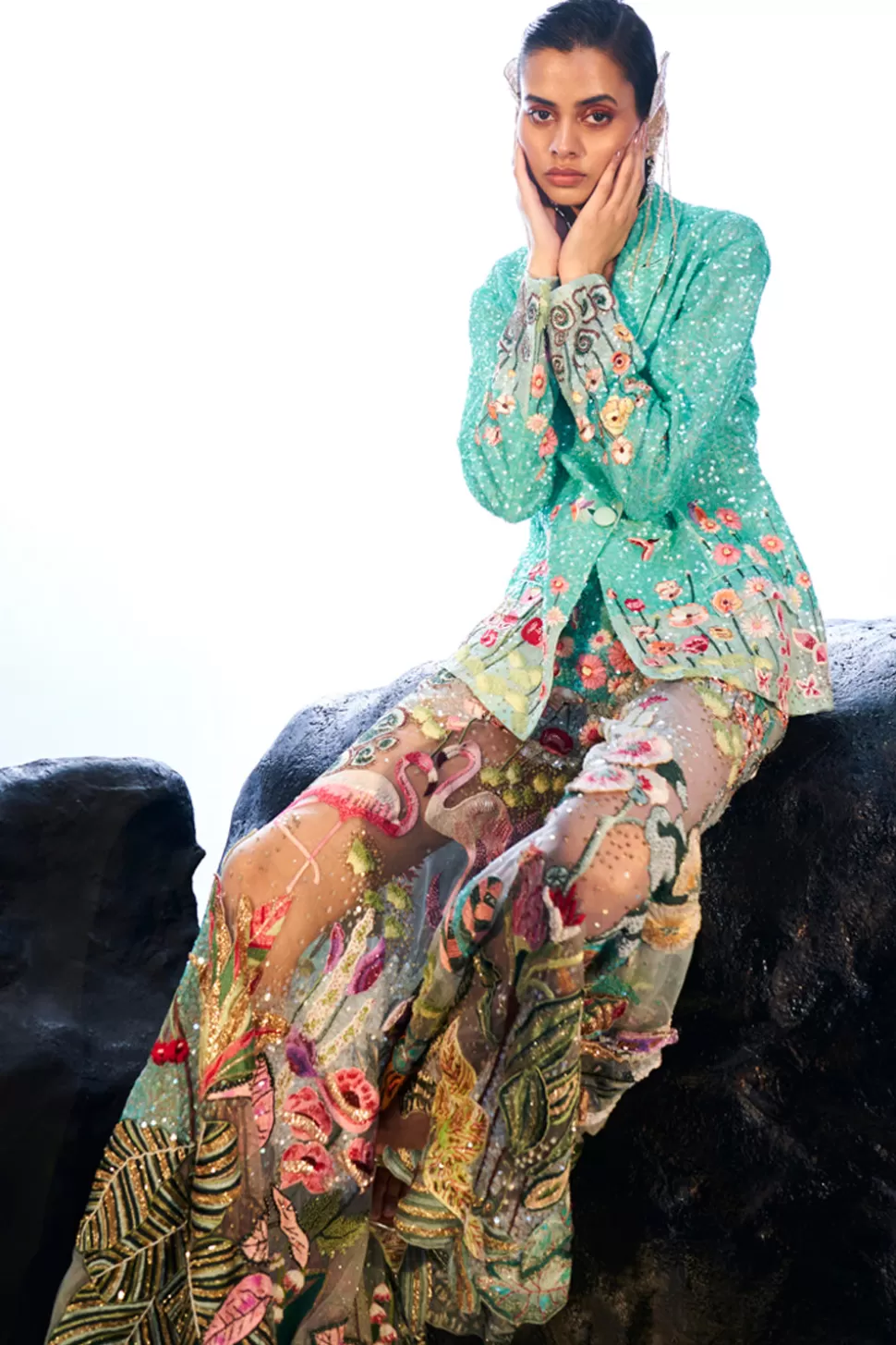 Jacket & Jacket Sets<Rahul Mishra Verdure Hand Embroidered Sequinned Blazer Set