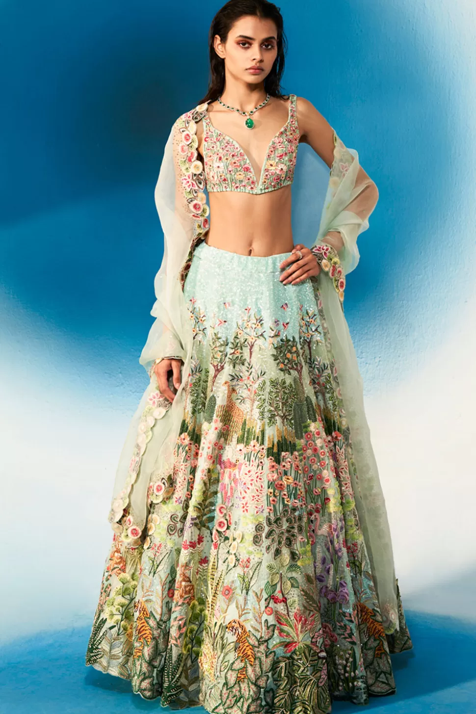 Lehenga Sets<Rahul Mishra Verdure Hand Embroidered Sequinned Lehenga Set