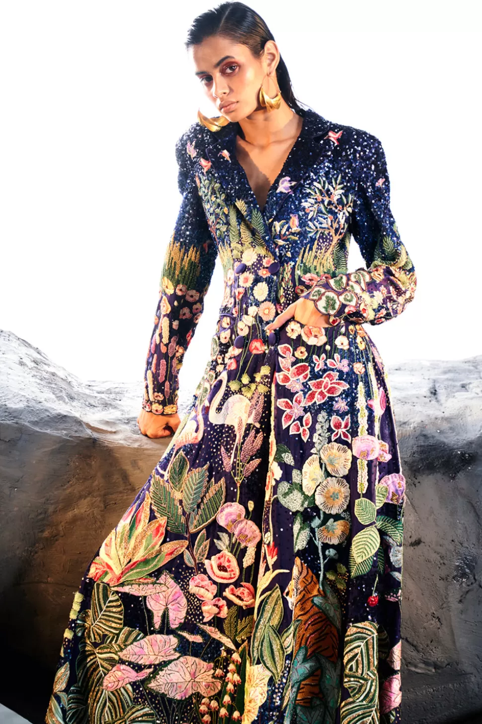 Jacket & Jacket Sets<Rahul Mishra Verdure Hand Embroidered Sequinned Trench Set