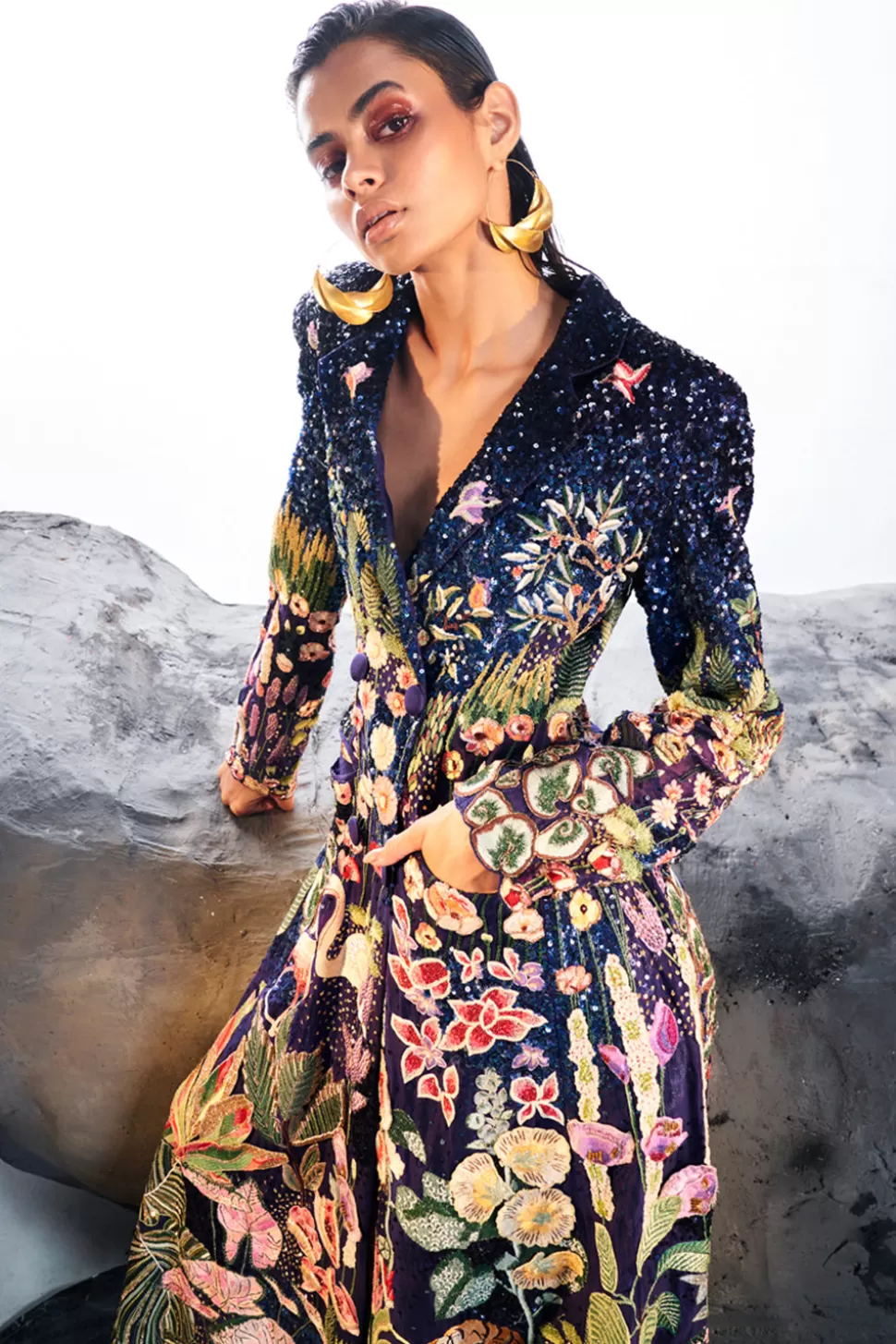 Jacket & Jacket Sets<Rahul Mishra Verdure Hand Embroidered Sequinned Trench Set