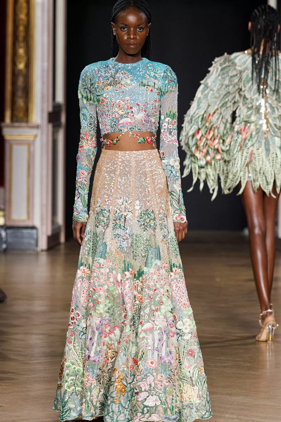 Lehenga Sets<Rahul Mishra Verdure Hand Embroidered Sequinned Tulle Top